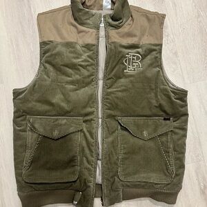 Olive Green Corduroy Vest with Logo